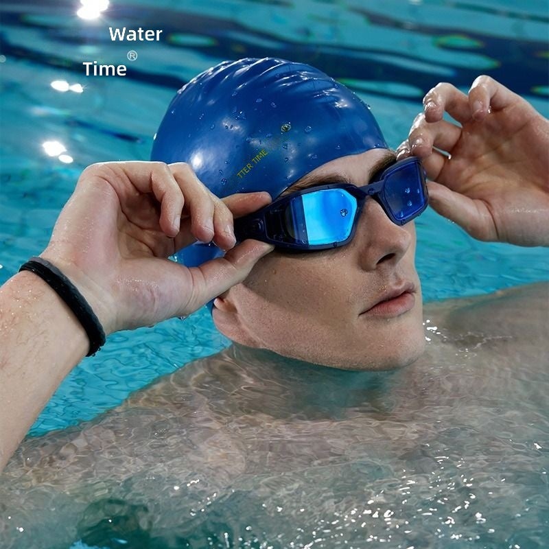 WaterTime HD Anti-Fog Swim Goggles with Prescription Lenses, Large Frame, Waterproof, Professional Unisex Swimming Goggles with Swim Cap Set - Image 3