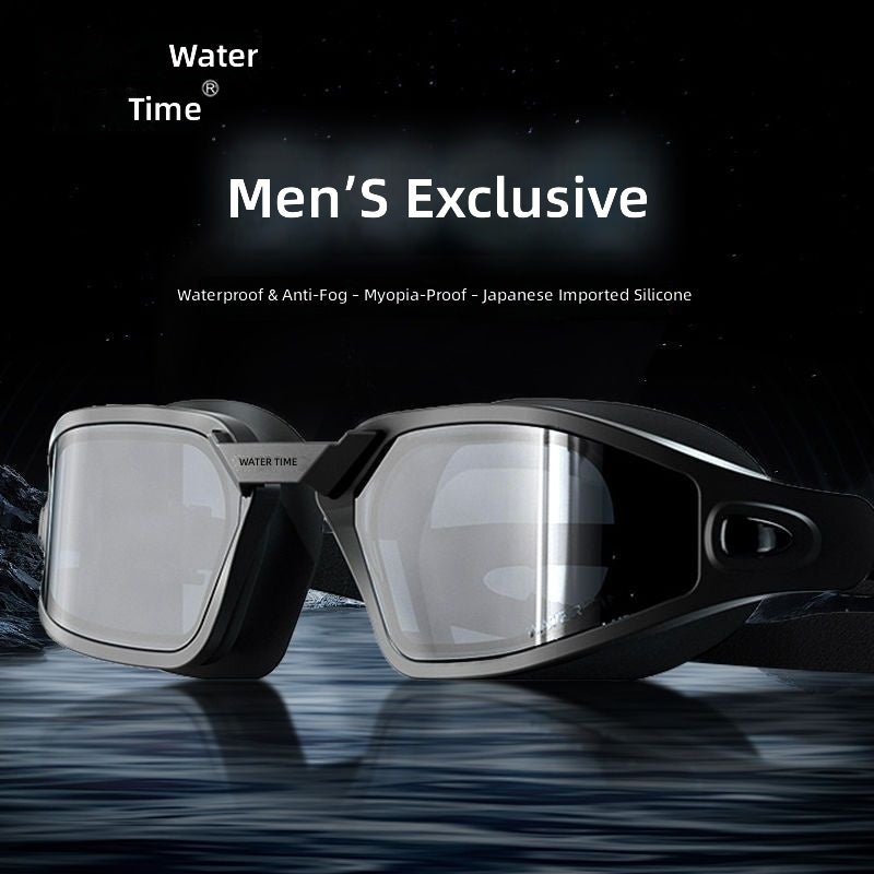 WaterTime HD Anti-Fog Swim Goggles with Prescription Lenses, Large Frame, Waterproof, Professional Unisex Swimming Goggles with Swim Cap Set - Image 2