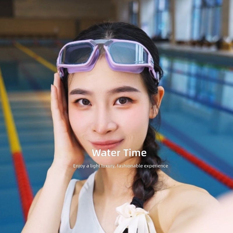 WaterTime HD Anti-Fog Swim Goggles with Prescription Lenses, Large Frame, Waterproof, Professional Unisex Swimming Goggles with Swim Cap Set - Image 4