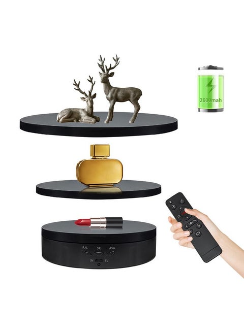 ZLMONDEE Remote Motorized Rotating Display Stand Turntable Motorized Lazy Susan with 5.74/7.08/8.66 inch Replacement Cover for Photography Products and Shows (Black)