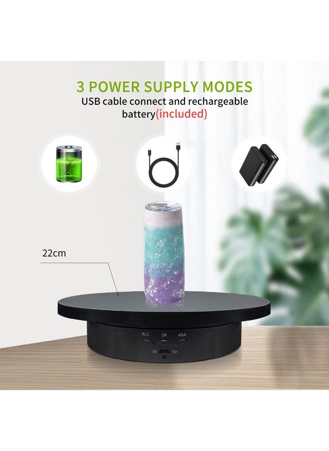 ZLMONDEE - ZLMONDEE Remote Motorized Rotating Display Stand Turntable Motorized Lazy Susan with 5.74/7.08/8.66 inch Replacement Cover for Photography Products and Shows (Black) - Image 1