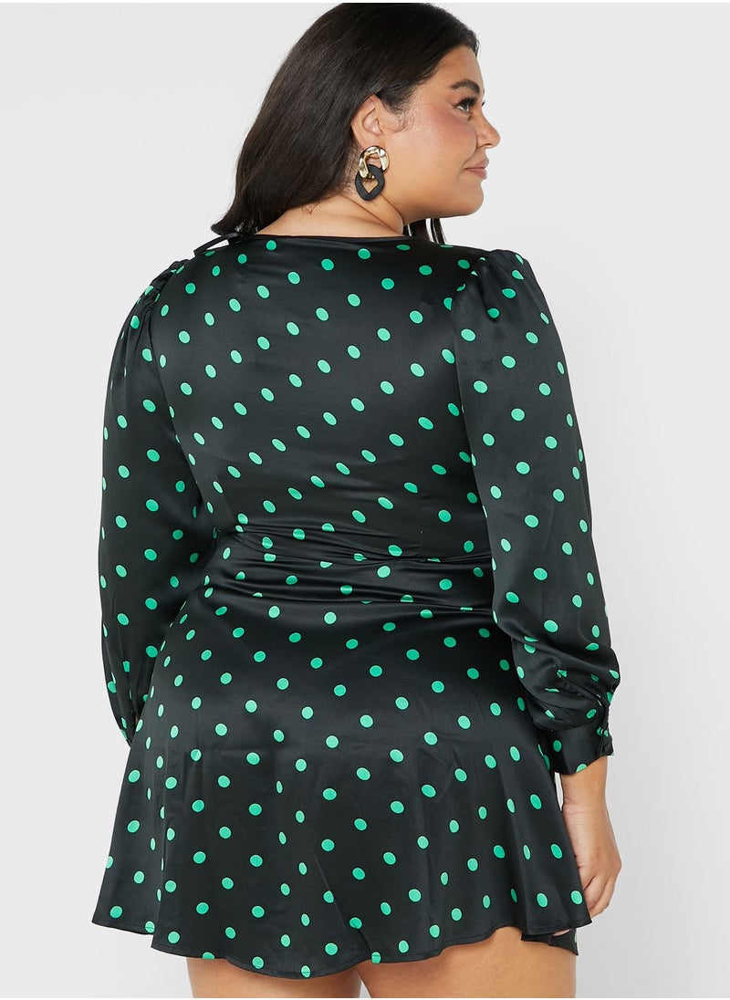 Vero Moda Curve - Printed Puff Sleeve Dress - Image 1