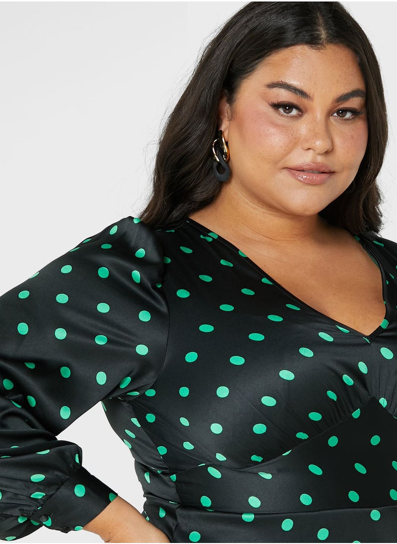 Vero Moda Curve - Printed Puff Sleeve Dress - Image 1