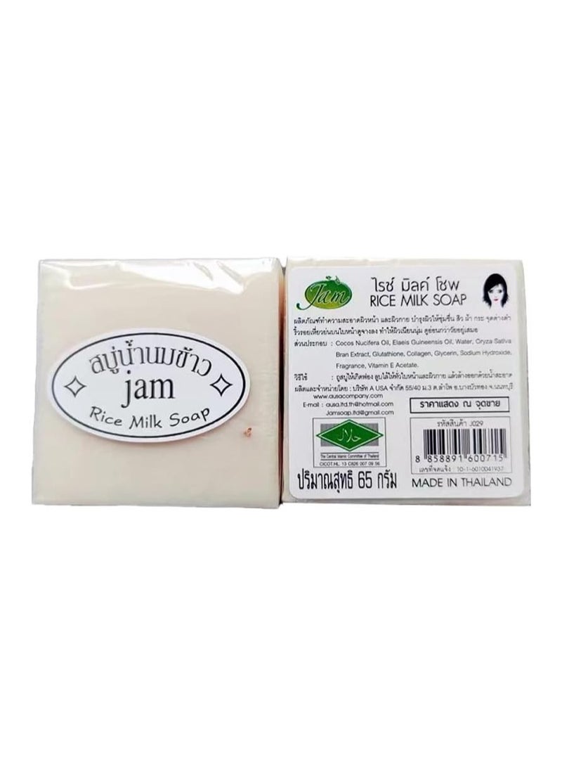 JAM 10pcs Thai Rice Soap 65g Original Thai Handmade Soap Rice Milk Soap Whitening Soap Goat Milk Soap Handmade Soap - Image 1