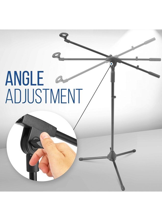 Pyle Foldable Tripod Microphone Stand - Universal Mic Mount and Height Adjustable from 37.5'' to 65.0'' Inch High w/ Extending Telescoping Boom Arm Up to 28.0'' - Knob Tension Lock Mechanism PMKS3  - Image 4