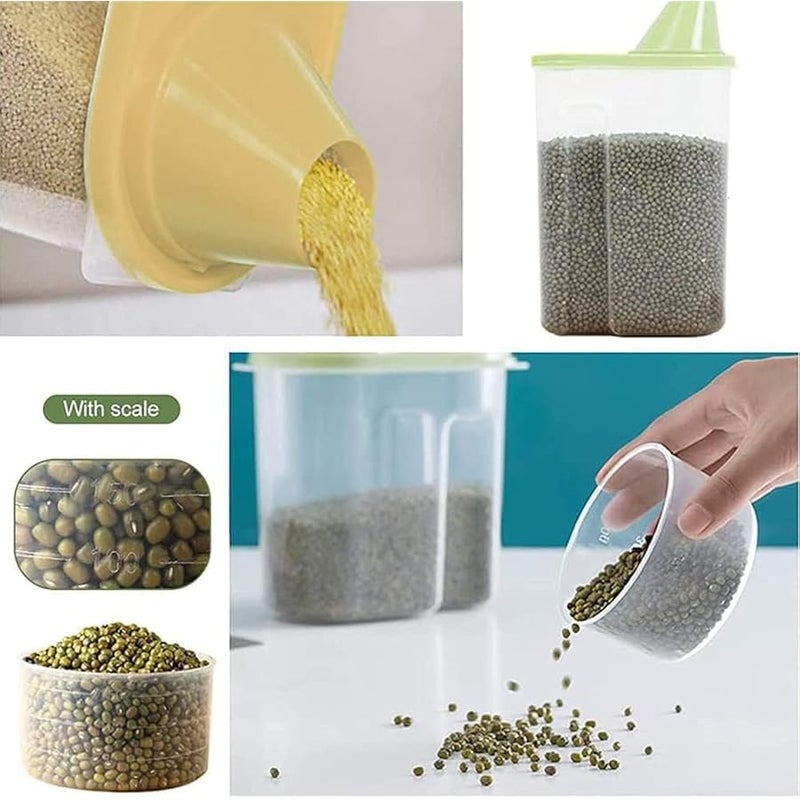 SKY TOUCH 4pcs Food Storage Containers, 2.5L Cereal Containers with Measuring Cup, Kitchen Pantry Airtight Plastic Storage Organizer, Food Grade and BPA Free, for Cereal, Dry Food, Flour and Sugar - Image 4