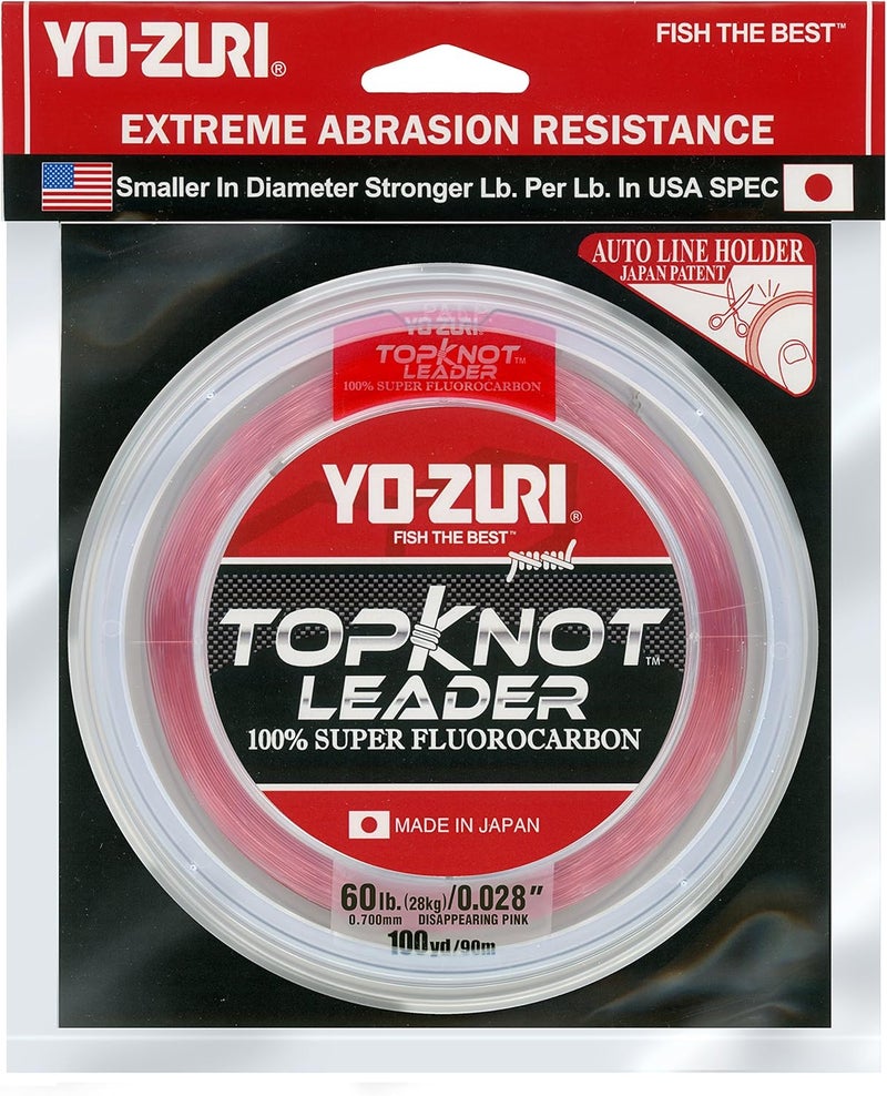 Yo-Zuri Topknot Leader 60LB Disappearing Pink 100YD Fluorocarbon Fishing Line - Image 1