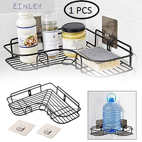 Zinley Multipurpose Kitchen Bathroom Corner Shelf Wall Mount Storage Rack Bathroom Rack Soap Holder Storage Box Shower Rack Shelf, Bathroom Racks and Shelves, Bathroom Stands and Racks (Black) - Image 4