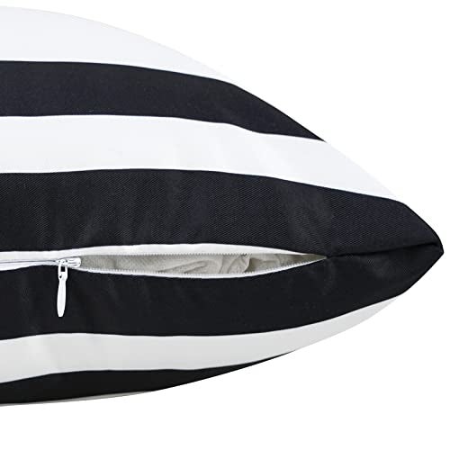 Merrycolor Set of 2 Black White Outdoor Waterproof ThrowPillow Covers 12x20 Inches Decorative Geometric PillowCoves Outdoor Lumbar Pillows for Patio Furniture - Image 4