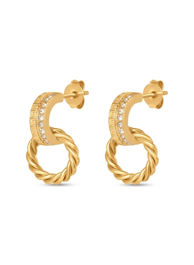 غاي لاروش أقراط إليونور المستديرة بسلك ملتوي وشعار وكريستالات