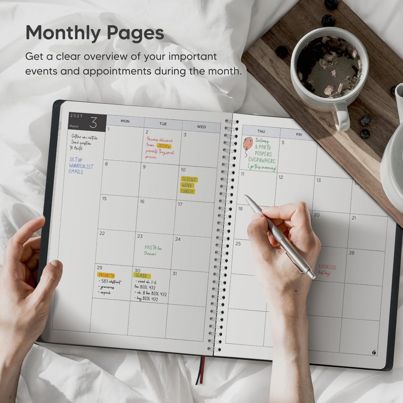 Inamio Academic Planner 2026-2027 - Hourly 2026-2027 Planner Weekly and Monthly - Appointment Book with Flexible Cover, Twin-Wire Binding - Simple Design for Productivity, June 2026 - July 2027. 8.5 x 11 - Image 3