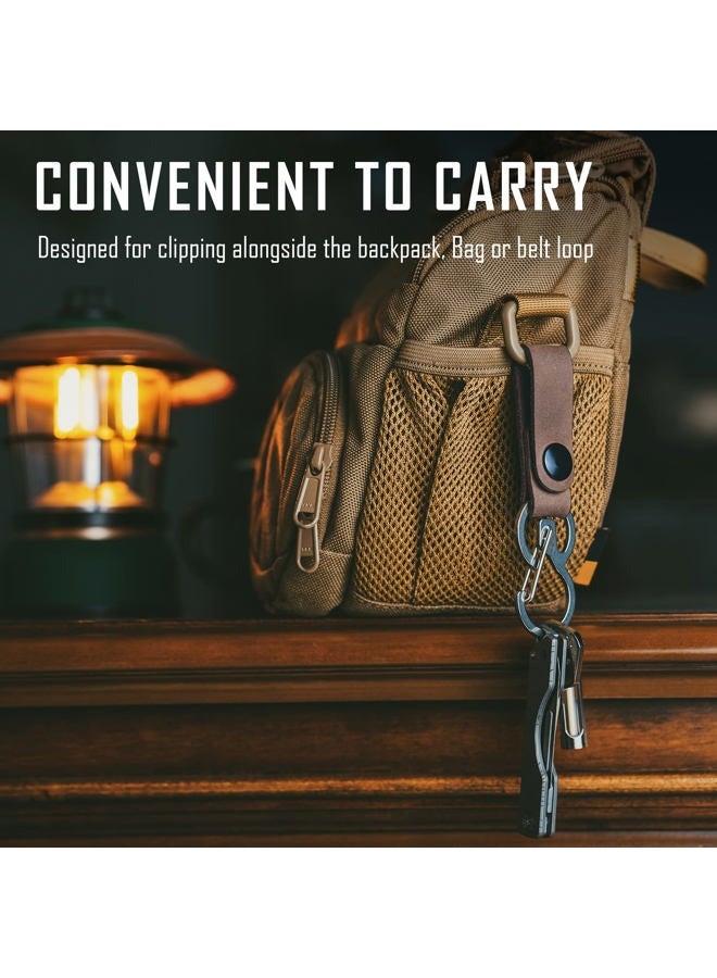 KeyUnity KS03 Leather Belt Keychain with 420 Stainless Steel Carabiner Clip - Multi-Use Key Holder for EDC Outdoor, Home & Travel​, Silver, Medium, Modern - Image 4