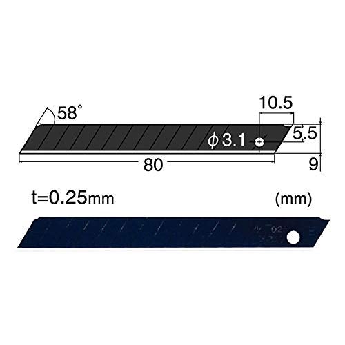 NT Cutter 9mm Extra-Sharp, Thin, Black Snap-Off Blades, 50-Blade/Pack, 1 Pack (BA-52P) - Image 2