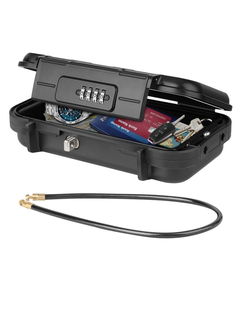 TRASSLE Portable Safe Box for Travel, Combination Security Case LockBox with Code, Waterproof Anti-Theft Mini Travel Safe Box with Removable Chain, Portable Lock Box for Car Hotel Personal Items Safe - Image 1