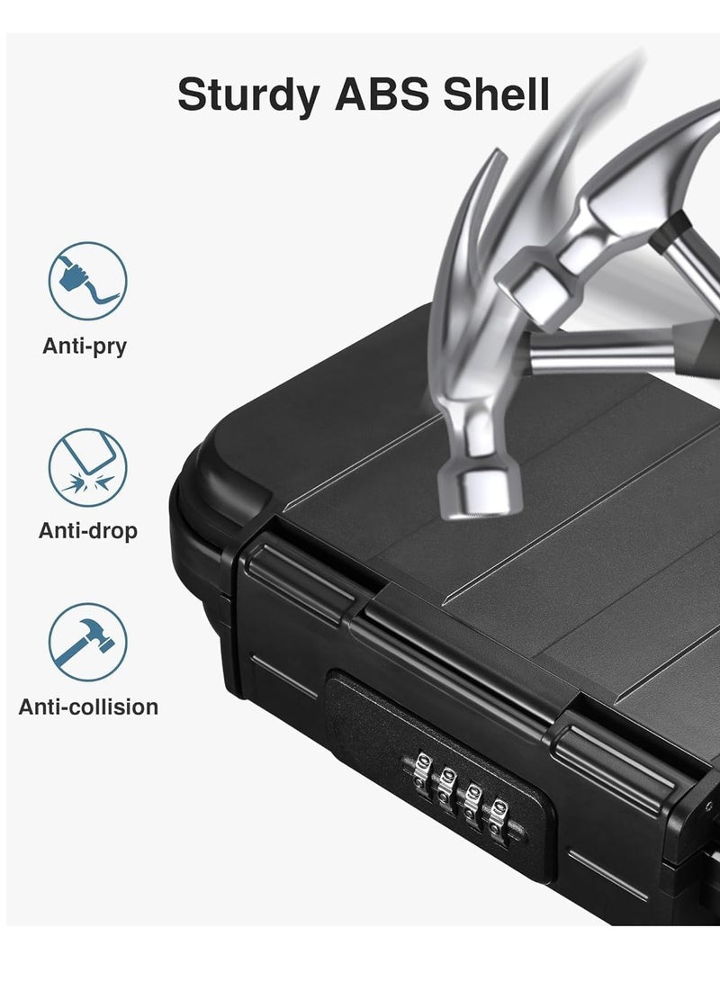 TRASSLE Portable Safe Box for Travel, Combination Security Case LockBox with Code, Waterproof Anti-Theft Mini Travel Safe Box with Removable Chain, Portable Lock Box for Car Hotel Personal Items Safe - Image 2
