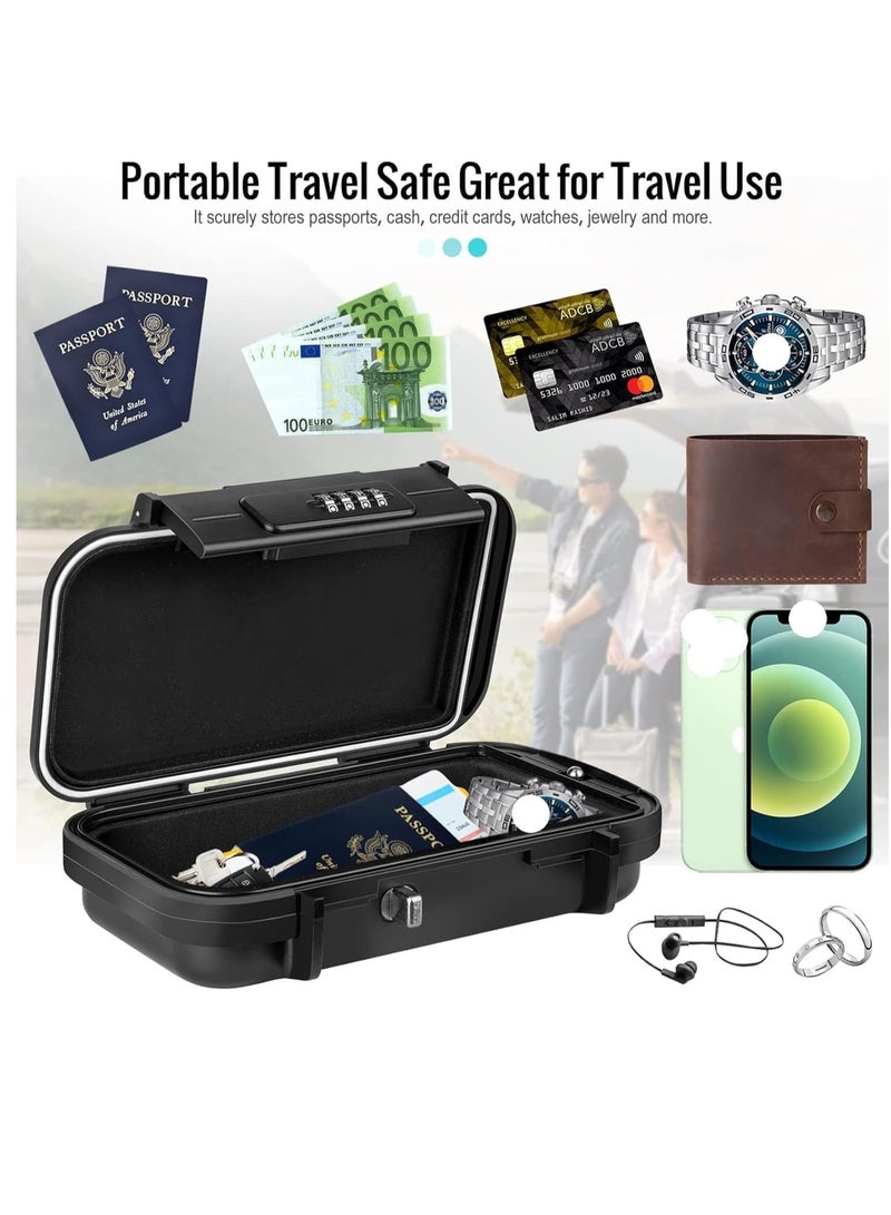TRASSLE Portable Safe Box for Travel, Combination Security Case LockBox with Code, Waterproof Anti-Theft Mini Travel Safe Box with Removable Chain, Portable Lock Box for Car Hotel Personal Items Safe - Image 5