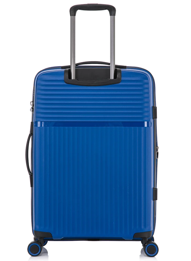 كابينبرو Light Weight PP Fashion Trolley Luggage Expandable Hard Case Large Checked Suitcase with Safe Zipper and 4 Quite 360° Double Spinner Wheels CP002 Sapphire Blue