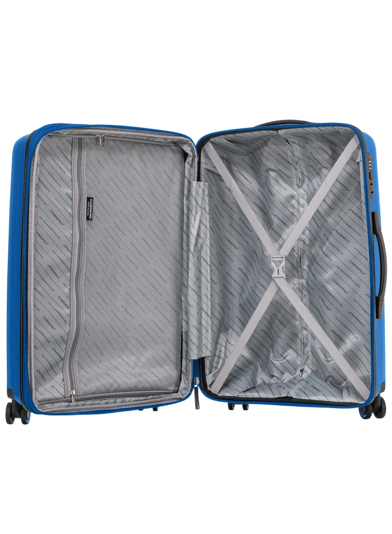 كابينبرو Light Weight PP Fashion Trolley Luggage Expandable Hard Case Large Checked Suitcase with Safe Zipper and 4 Quite 360° Double Spinner Wheels CP002 Sapphire Blue