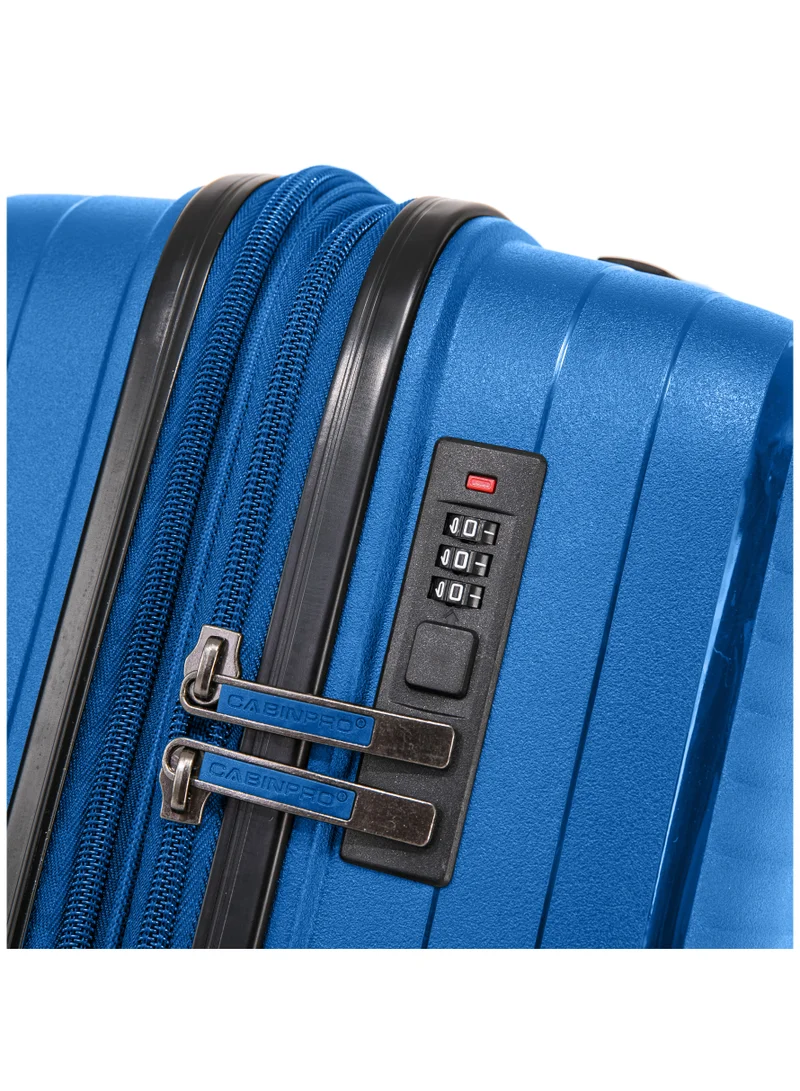 كابينبرو Light Weight PP Fashion Trolley Luggage Expandable Hard Case Large Checked Suitcase with Safe Zipper and 4 Quite 360° Double Spinner Wheels CP002 Sapphire Blue