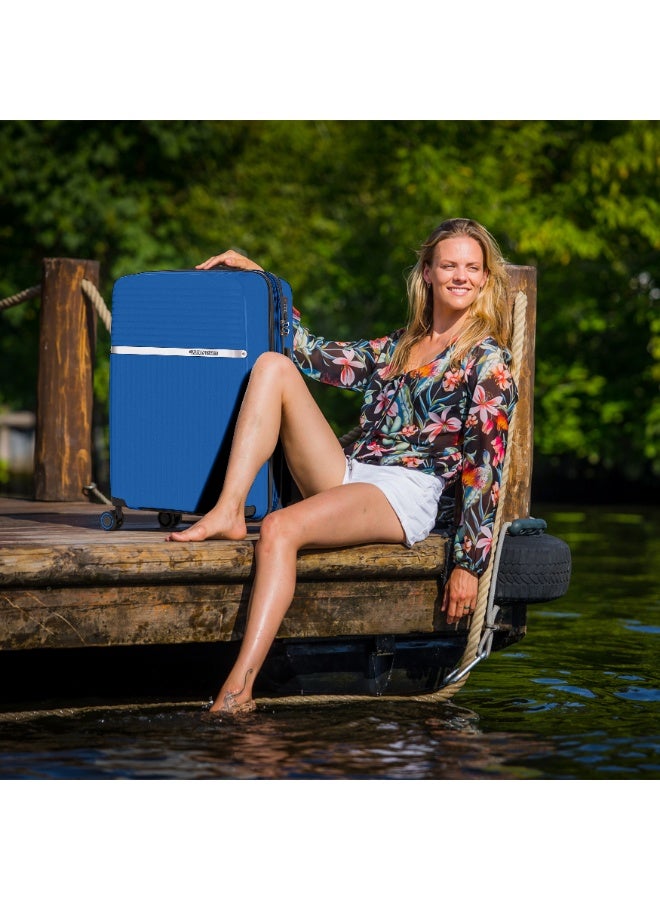 CABINPRO Light Weight PP Fashion Trolley Luggage Expandable Hard Case Large Checked Suitcase with Safe Zipper and 4 Quite 360° Double Spinner Wheels CP002 Sapphire Blue - Image 2