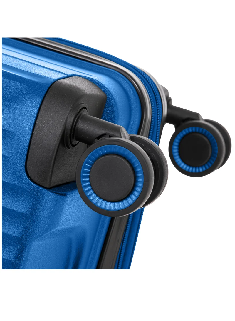 CABINPRO Light Weight PP Fashion Trolley Luggage Expandable Hard Case Large Checked Suitcase with Safe Zipper and 4 Quite 360° Double Spinner Wheels CP002 Sapphire Blue