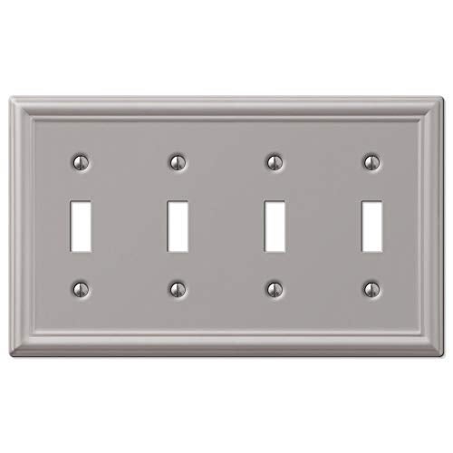 Amerelle 149T4BN Wallplate, Quad Toggle, Brushed Nickel - Image 1