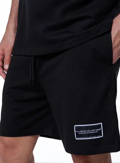 I'LL WRITE YOU LETTERS Black Jogger Shorts