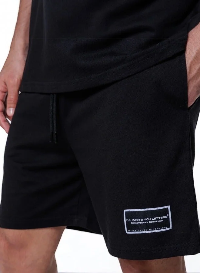 I'LL WRITE YOU LETTERS Black Jogger Shorts
