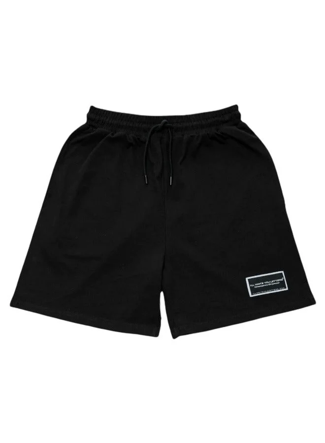 I'LL WRITE YOU LETTERS Black Jogger Shorts