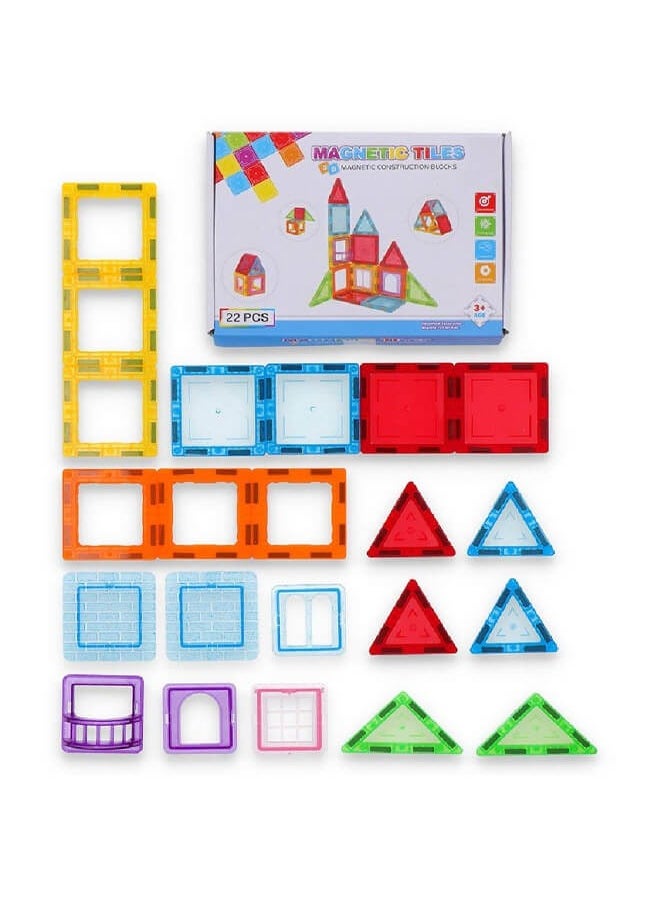 22-Piece Educational Magnetic Building Tiles Set for Kids – Magnetic Brick Series Toy
