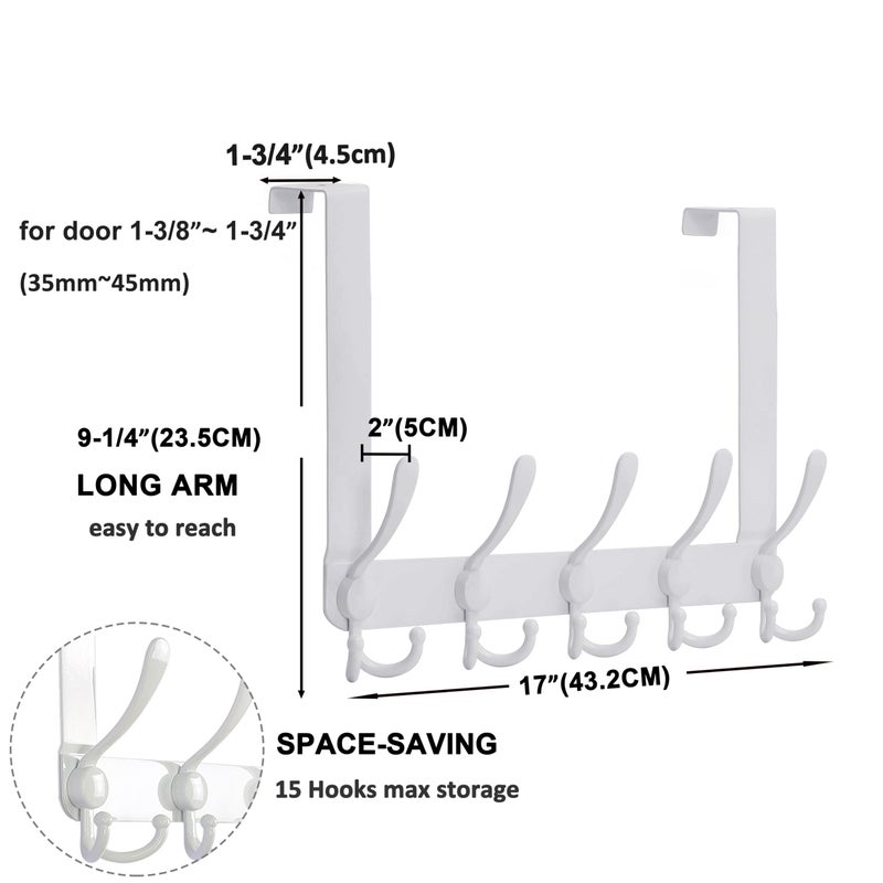 Dseap Over The Door Hook Hanger - Fits 1 3/8" to 1 3/4" Standard Doors | 5 Tri Hooks Heavy Duty Towel/Coat Rack | Door Organizer for Clothes, Jackets, Hats, Towels, Green - Image 4