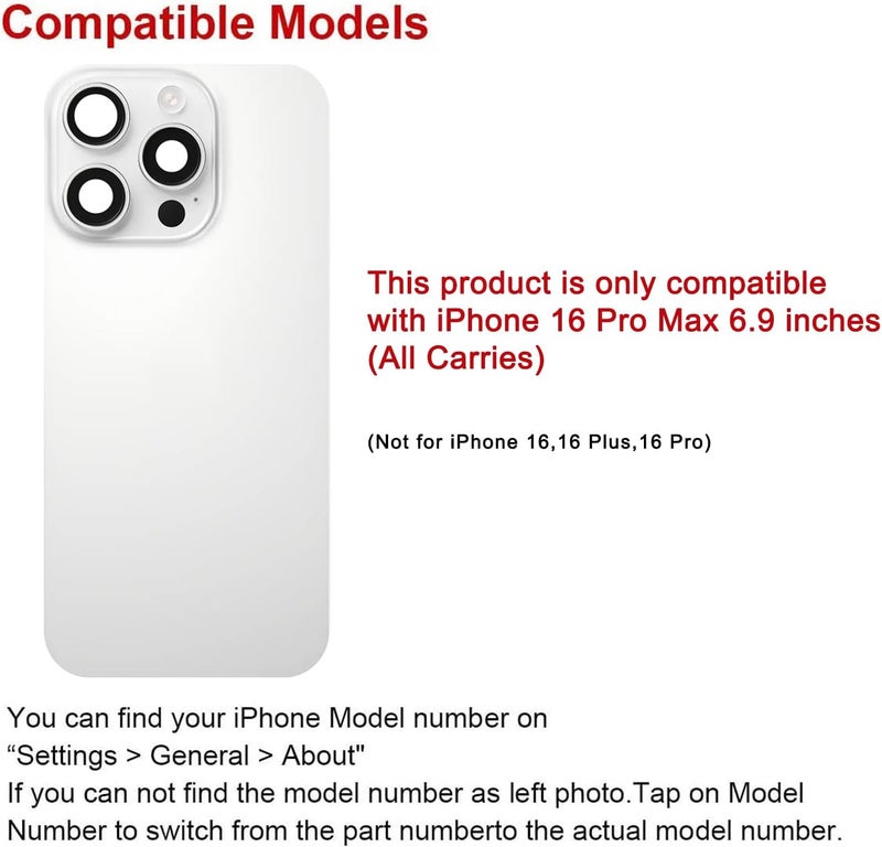 Perzework Rear Back Glass Replacement for iPhone 16 Pro Max 6.9-inches with Reparing Tool Kit and All Necessary Parts (White Titanium) - Image 2