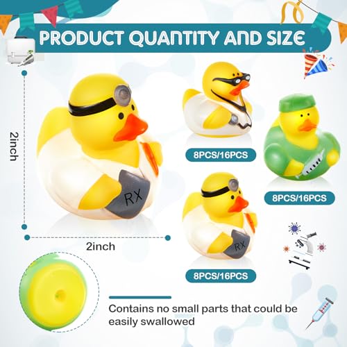 Deekin 24 Pcs Doctor Rubber Ducks Bulk 2 Inch Rubber Ducks Party Favor Decorations for Birthday Pool Party Occupation Cosplay - Image 5