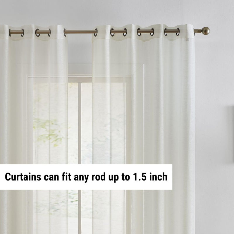 HLC.ME 2 Piece Premium Semi Sheer Voile Window Curtain Grommet Panels for Bedroom (Ivory) - 54 W x 84 L - Image 3
