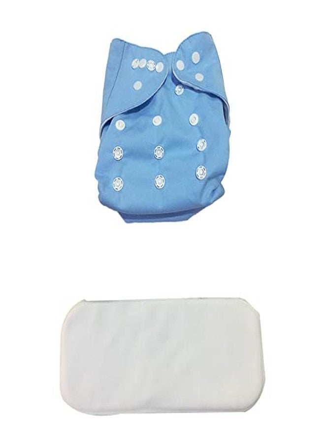 Crawl'in Combo of Reusable Baby Washable Cloth Diaper Nappies with Multi Layered Micro- Fibre Baby Insert Pads (Blue) (Assorted Colours) - Image 1