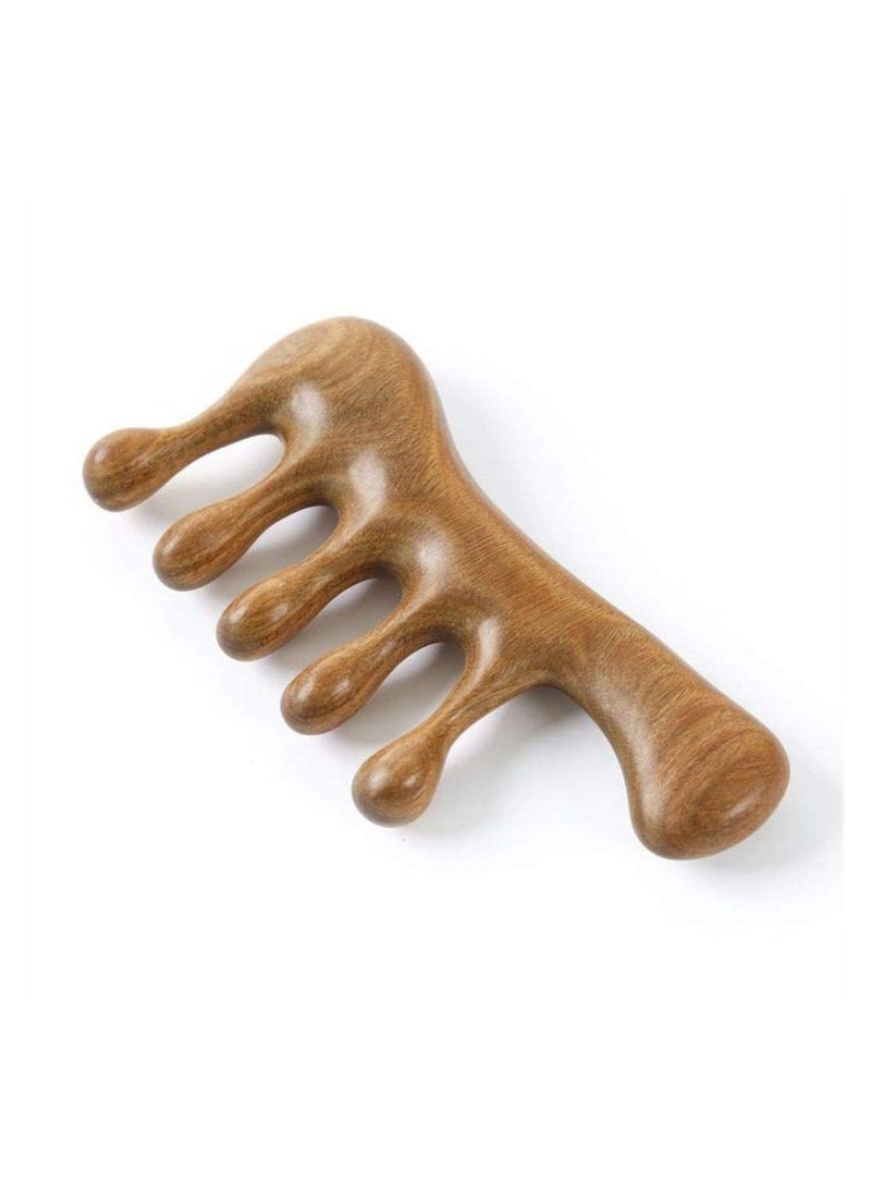 SYOSI Green Sandalwood Multifunctional Massage Comb, Head Scalp Massage No Static, Wooden Massage Comb, Gua Sha Scraping Scalp and Hair Massage, Scalp Stimulator, Facial Body Massager  - Image 1