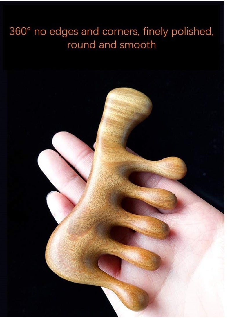 SYOSI Green Sandalwood Multifunctional Massage Comb, Head Scalp Massage No Static, Wooden Massage Comb, Gua Sha Scraping Scalp and Hair Massage, Scalp Stimulator, Facial Body Massager  - Image 4