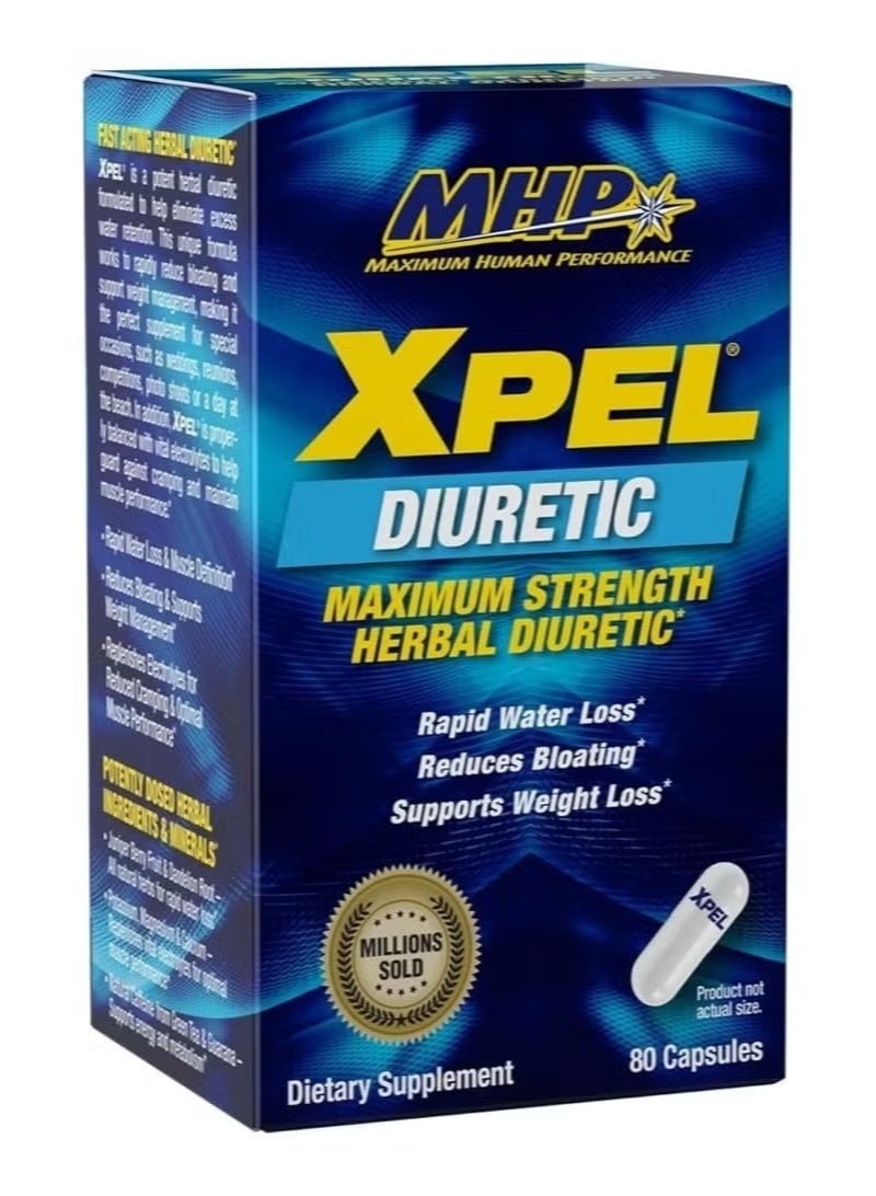 MHP XPEL Diuretic Herbal Supplement | 80 Capsules Fitness Support Formula - Image 1