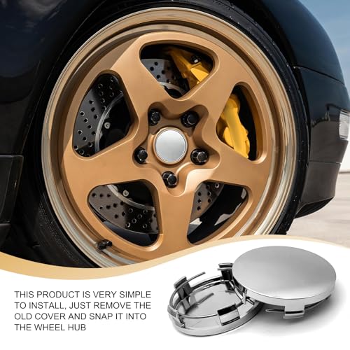Tesnaao 4 PCS Car Wheel Center Hub Cover, 60MM/2.36In Outer Diameter and 56MM/2.2In Inner Diameter, Snap-in Vehicle Rim Hub Caps Accessories (Silver) - Image 5