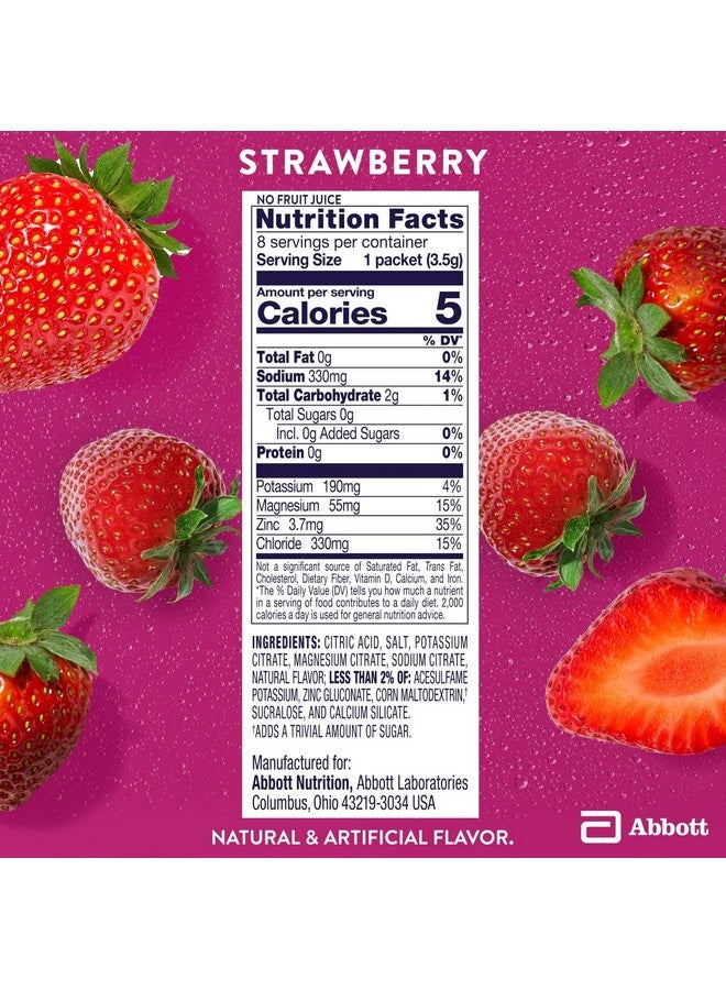 Pedialyte Electrolyte Drink Mix With Zero Sugar | Hydration With Key Electrolytes | Great Hydration Low in Calories | Strawberry, 8 Powder Packets - Image 4