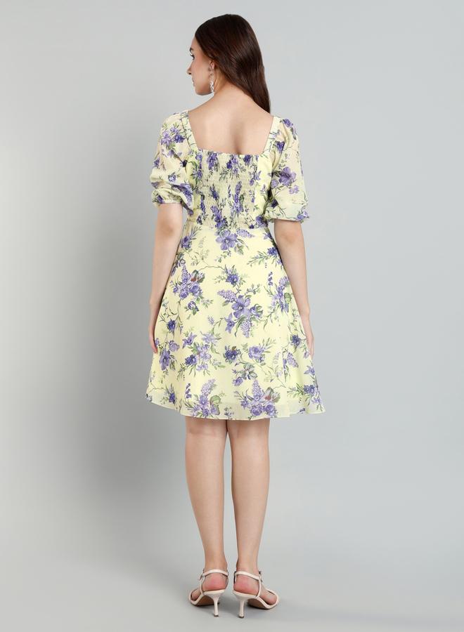 ميش فستان بطول الركبة بطبعة زهور - Image 5