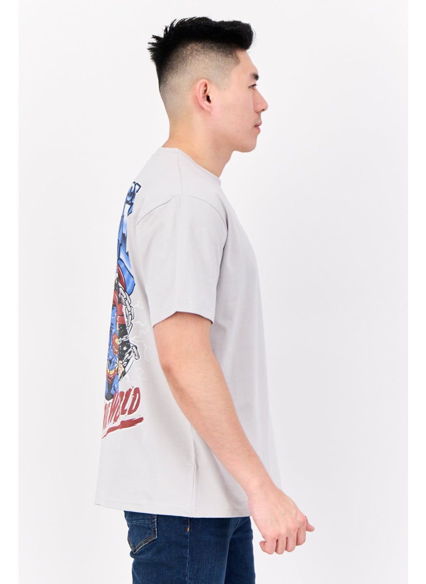 DC - Men Superman Crew Neck Short Sleeves T-Shirt, Light Grey - Image 1