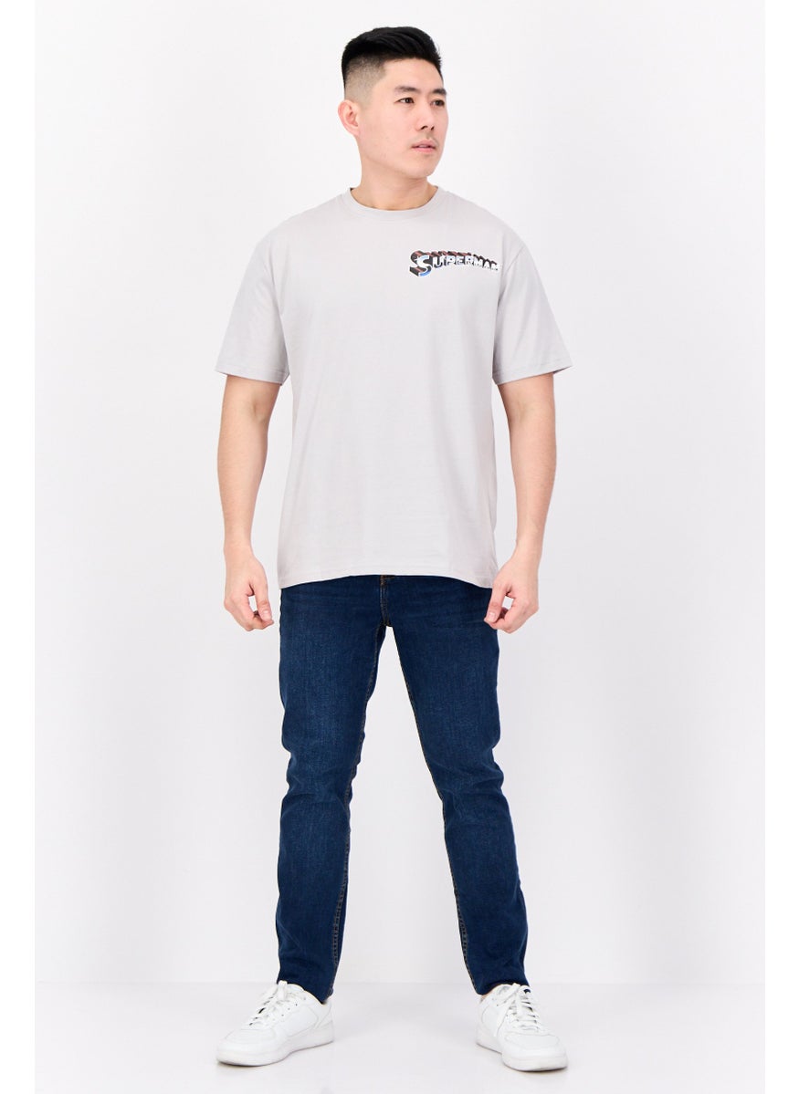 DC - Men Superman Crew Neck Short Sleeves T-Shirt, Light Grey - Image 1