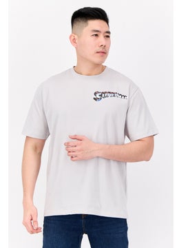 Men Superman Crew Neck Short Sleeves T-Shirt, Light Grey