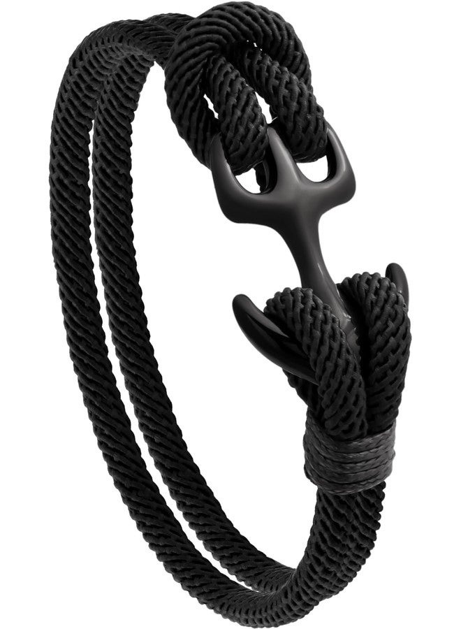 HAQUIL Black Paracord Anchor Bracelet | Unisex Nautical Rope Design, Secure Hook Closure - Image 1