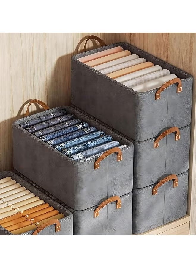 منظم ملابس مكون من قطعتين قابل للطي ومزود بأدراج مرئية مع نافذة شبكية ومقبض وصندوق أدراج قابل للغسل للملابس والقمصان والسراويل والألعاب والكتب (رمادي أو أبيض) - Image 3