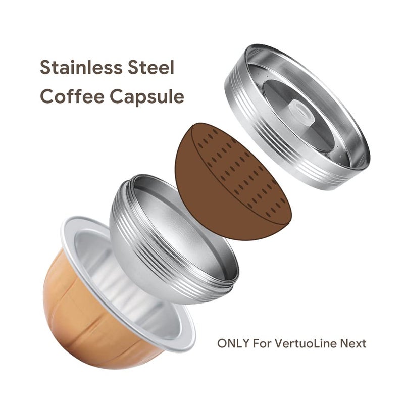 BENFUCHEN Stainless Steel Reusable Vertuo Capsule Compatible With VERTUO NEXT+EMPTY Refillable Alumium-VERTUO-Pods-80+150+230ml Each 2 Pcs +Coffee Tamper ForNespressoVertuoNext Reusable Pods - Image 3
