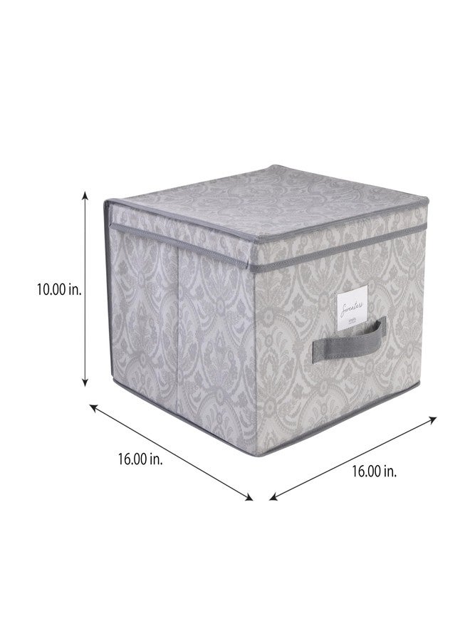 Laura Ashley Non-Woven Jumbo Storage Box, Dimensions: L16 x W16 x H10, Collapsible, Durable, Home Organization, Closet Storage, Grey - Image 2