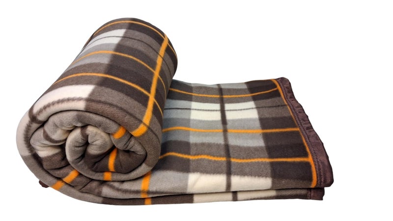 CHANDRAVATI Modern Check Polar Fleece All Season Blanket Single Bed with || Satan Border || 500 TC || Heavy Quality || (CK- Brown, 60x90) - Image 3