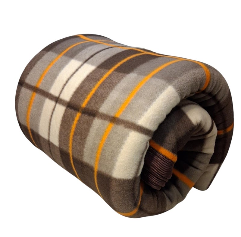CHANDRAVATI Modern Check Polar Fleece All Season Blanket Single Bed with || Satan Border || 500 TC || Heavy Quality || (CK- Brown, 60x90) - Image 5
